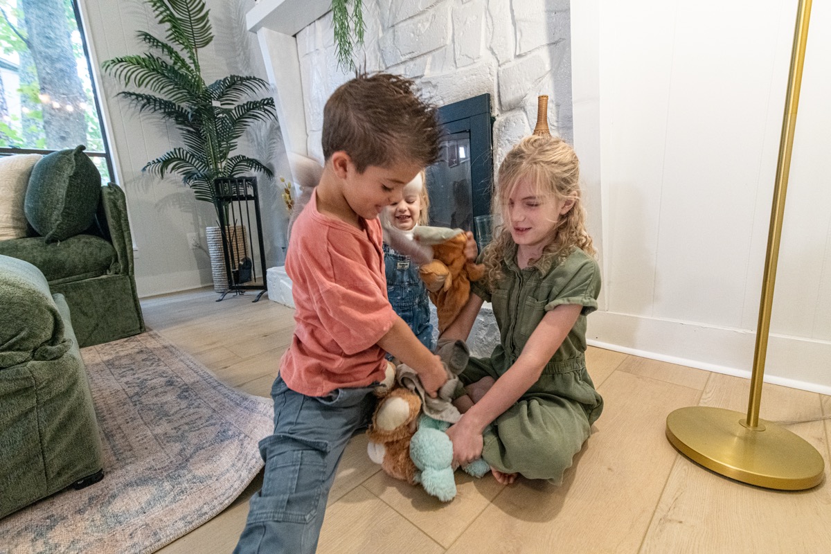 Children playing on beautiful hardwood floors